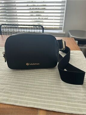 Lululemon Black Crossbody Leather Bag